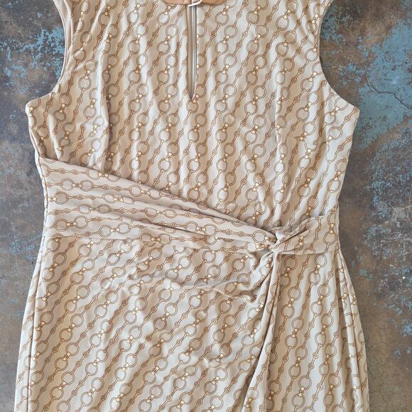 Lauren Ralph Lauren Chain-Print Buckle-Trim Jersey Dress Size 16 LaNWT Old Money - Picture 5 of 11